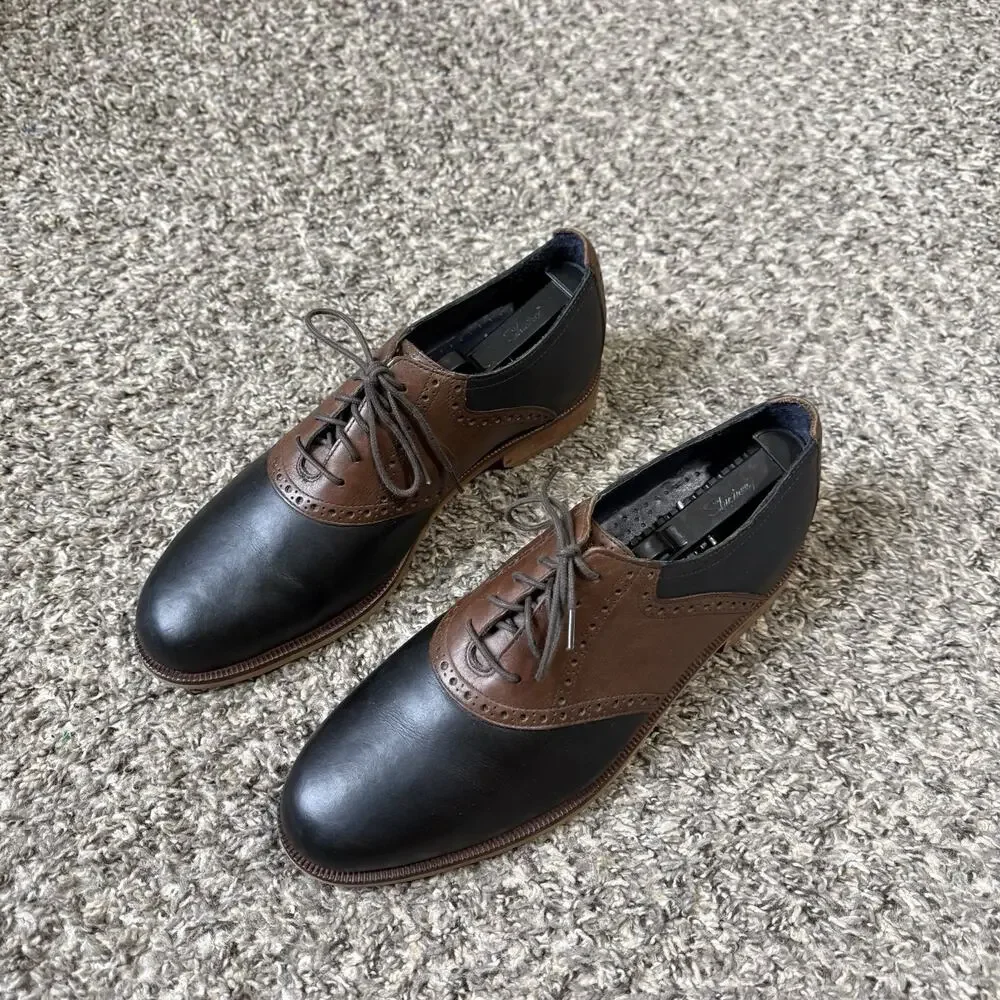 Cole Haan Carter Saddle Oxford Men's Size 9 M Wingtip Derby Shoes Black Brown